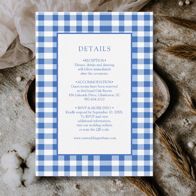 Rustic Chequered Baby Blue Plaid Gingham Details Enclosure Card (Creator Uploaded)