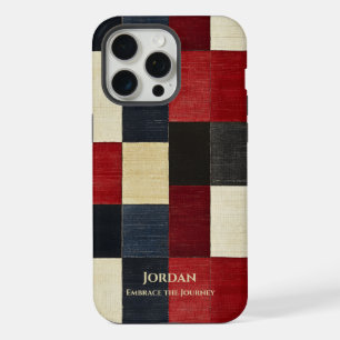 Rustic Chequered Grid – Textured Sophistication iPhone 15 Pro Max Case