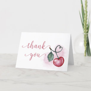 Rustic Cherry Berry Sweetheat Baby Shower  Thank You Card