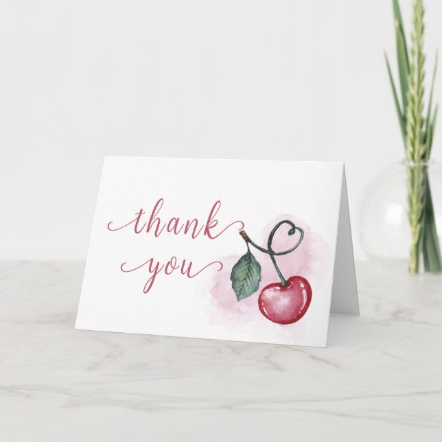 Rustic Cherry Berry Sweetheat Baby Shower  Thank You Card (Front)
