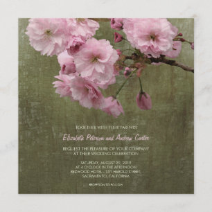 Rustic Cherry Blossom Floral 5.25x5.25 Invitation