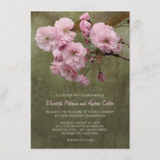 Rustic Cherry Blossom Floral Wedding 4.5" x 6.25" Invitation