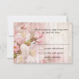 Rustic Cherry Blossom   Wedding RSVP Card