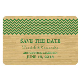 Rustic Chevron Save the Date Magnet, Green Magnet