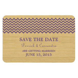 Rustic Chevron Save the Date Magnet, Purple Magnet