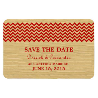 Rustic Chevron Save the Date Magnet, Red Magnet