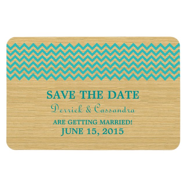 Rustic Chevron Save the Date Magnet, Teal Magnet (Horizontal)
