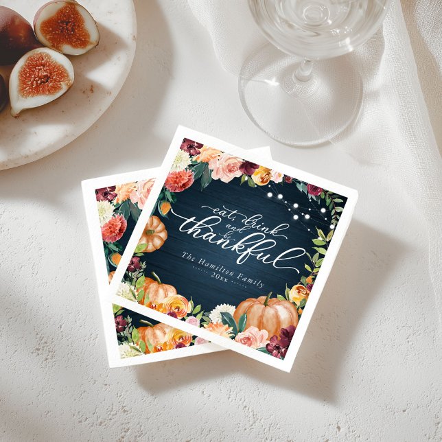Rustic Chic Autumn Floral Thanksgiving Dinner Napkin (Creator Uploaded)