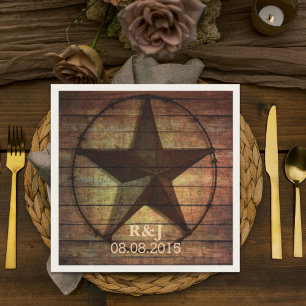 rustic chic barn wood texas star western wedding napkin
