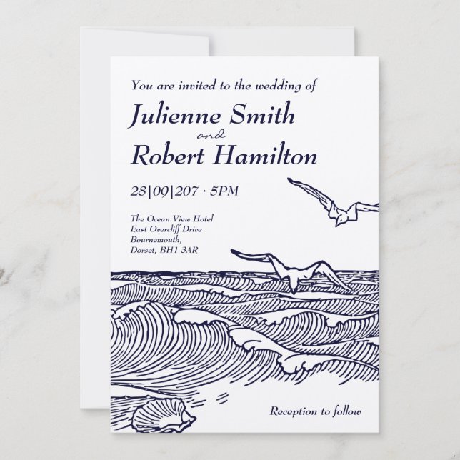 Rustic Chic Beach Destination Wedding Invitations (Front)