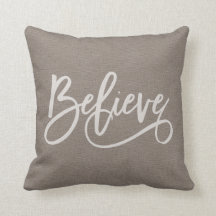 Rustic Chic Believe Typography Script Linen Look