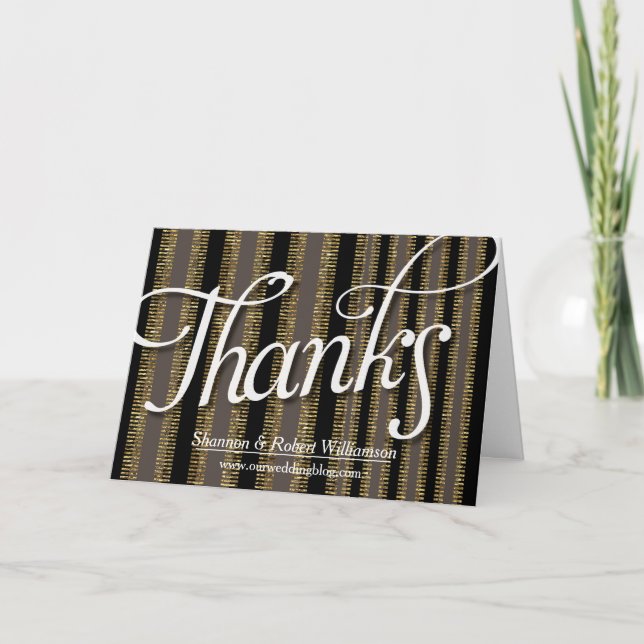 Rustic Chic Black Gold Thank You Card (Front)