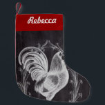 rustic chic blackboard french country rooster small christmas stocking<br><div class="desc">rustic chic blackboard french country rooster home accessories. Western country rooster kitchen accessories.</div>