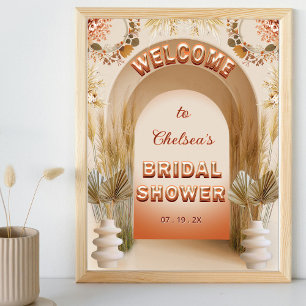 Rustic Chic Boho Pampas Bridal Shower Welcome Sign