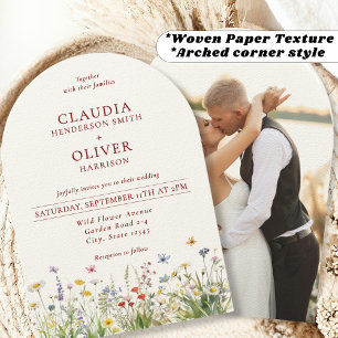 Rustic Chic Boho Wildflowers and Photo Wedding Invitation