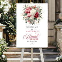 Rustic Chic Burgundy Floral Bridal Shower Welcome