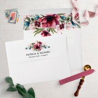 Rustic Chic Burgundy Floral Wedding Invitation Env