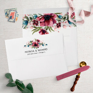 Rustic Chic Burgundy Floral Wedding Invitation Env Envelope