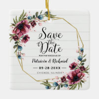 Rustic Chic Burgundy Floral Wedding Save The Date