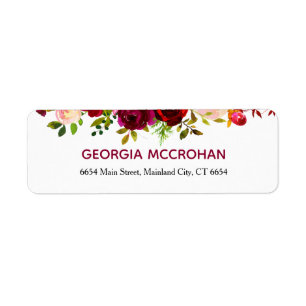 Rustic Chic Burgundy Marsala Return Address Label