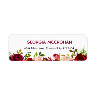 Rustic Chic Burgundy Marsala  Return Address Label