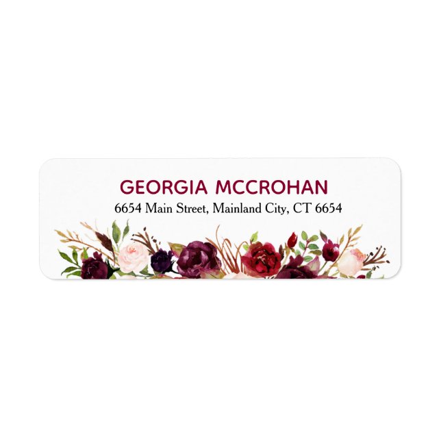 Rustic Chic Burgundy Marsala  Return Address Label (Front)