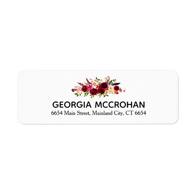 Rustic Chic Burgundy Marsala  Return Address Label (Front)
