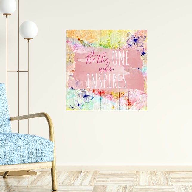 Rustic Chic Butterflies & Roses on Barn Wood Quote Poster (Creator Uploaded)