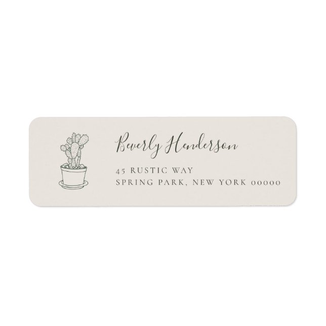 Rustic Chic Cactus Modern Return Address Labels (Front)