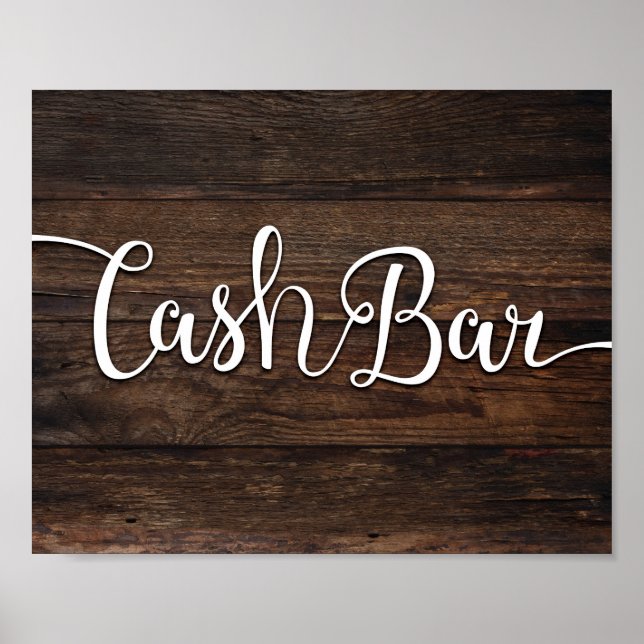 Rustic Chic CASH BAR Sign Print (Front)