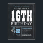 Rustic Chic Chalkboard Blue Balloon 16th Birthday  Postcard<br><div class="desc">Rustic Chic Chalkboard Blue Balloon 16th Birthday Postcard</div>