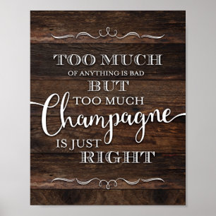 Rustic Chic CHAMPAGNE QUOTE Sign Print