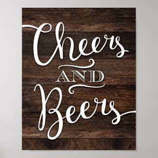 Rustic Chic CHEERS AND BEERS Sign Print