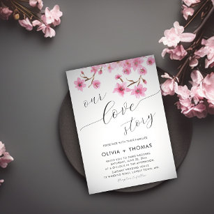 Rustic Chic Cherry Blossoms Our Love Story Wedding Invitation