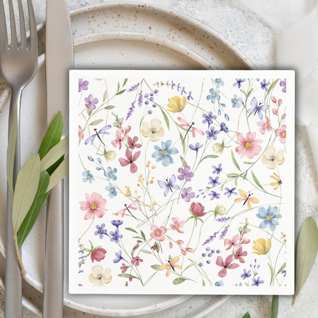 Rustic Chic Colourful Wildflowers Party Napkin (Creator Uploaded)