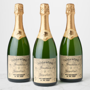 Rustic Chic Couple Elegant Wedding Anniversary Sparkling Wine Label