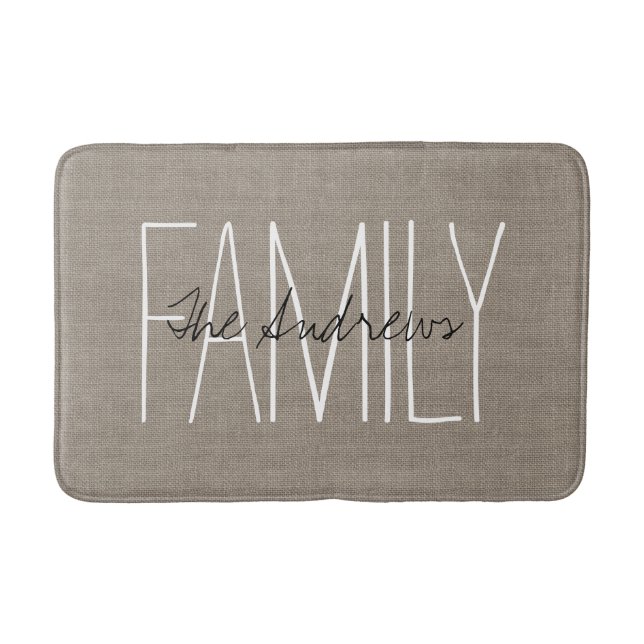 Rustic Chic Family Monogram Bath Mat (Front)