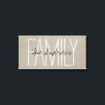 Rustic Chic Family Monogram Canvas Print<br><div class="desc">Cute and simple rustic canvas art print design with FAMILY in handwritten typography and add your own custom family name or monogram. Please note that the background is a printed faux burlap texture, not made of burlap material. Click the Customise It button to add your own text, change fonts and...</div>