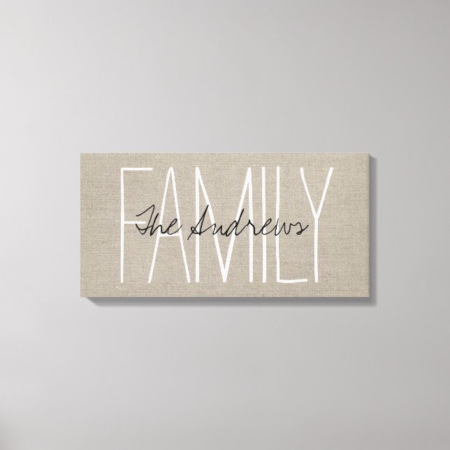 Rustic Chic Family Monogram Canvas Print (Front)