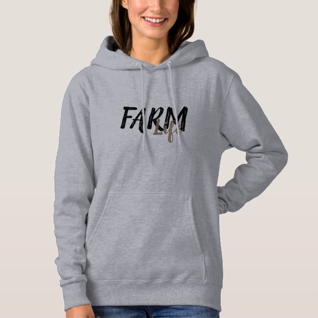 rustic chic FARM LIFE in script | Hoodie (Front)