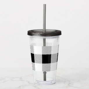 rustic chic farmhouse black white buffalo plaid acrylic tumbler