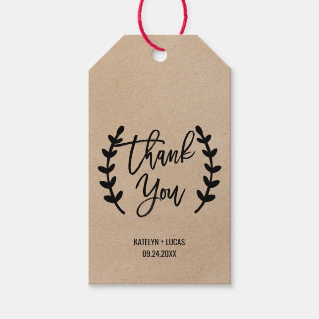 Rustic Chic Faux Kraft Thank You Favour Tags (Front)