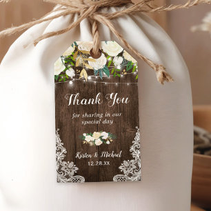 Rustic Chic Floral Lace Wedding Favour Thank You Gift Tags