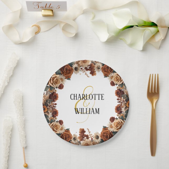 Rustic Chic Floral Wedding Paper Plate (Wedding)