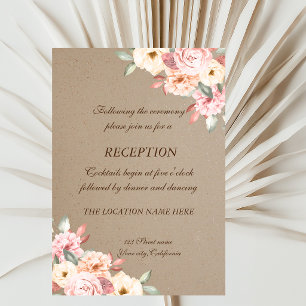 Rustic Chic Floral Wedding Reception Invitation