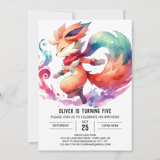  Rustic Chic Fox Birthday Invitation (Front)