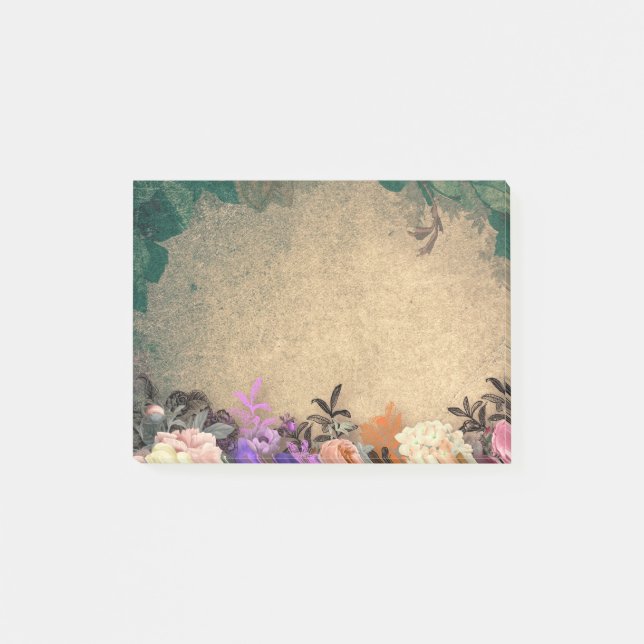 Rustic chic, french country, floral pattern,trendy post-it notes (Front)