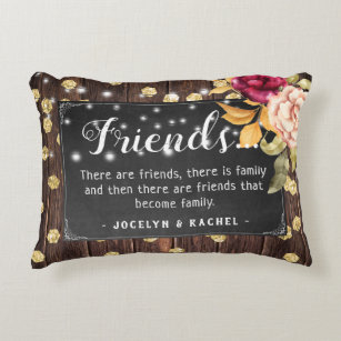 Rustic Chic 'Friends' Quote Personalised Decorative Cushion