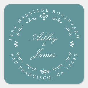 Rustic Chic Future Mr Mrs Wedding Return Address C Square Sticker