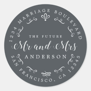 Rustic Chic Future Mr Mrs Wedding Return Address Classic Round Sticker